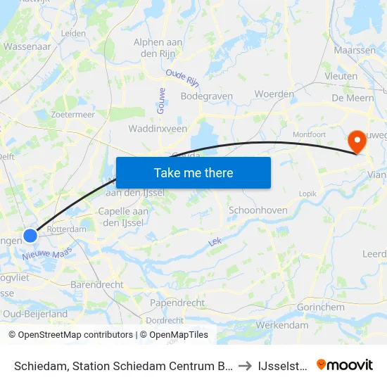 Schiedam, Station Schiedam Centrum Buffer to IJsselstein map