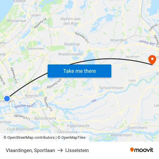 Vlaardingen, Sportlaan to IJsselstein map