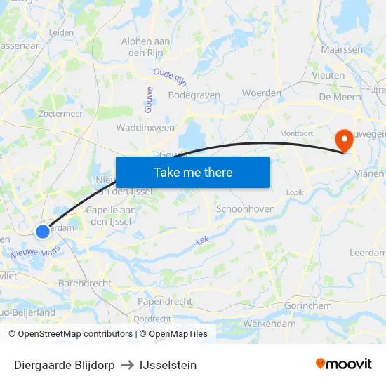 Diergaarde Blijdorp to IJsselstein map