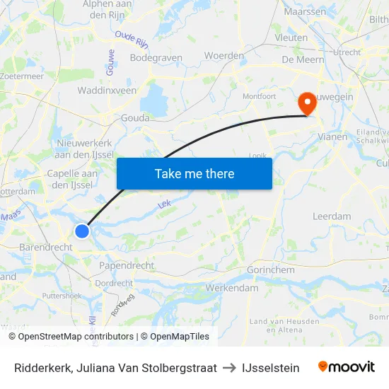 Ridderkerk, Juliana Van Stolbergstraat to IJsselstein map