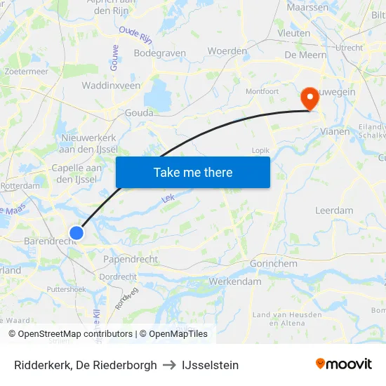Ridderkerk, De Riederborgh to IJsselstein map