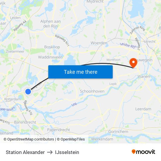 Station Alexander to IJsselstein map