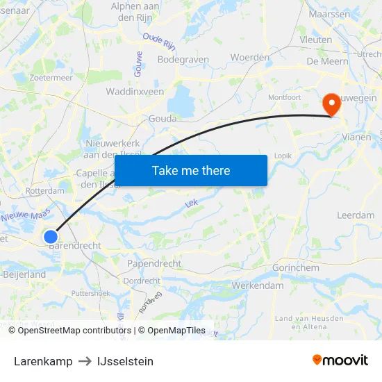 Larenkamp to IJsselstein map