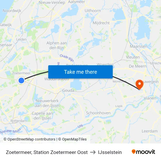 Zoetermeer, Station Zoetermeer Oost to IJsselstein map