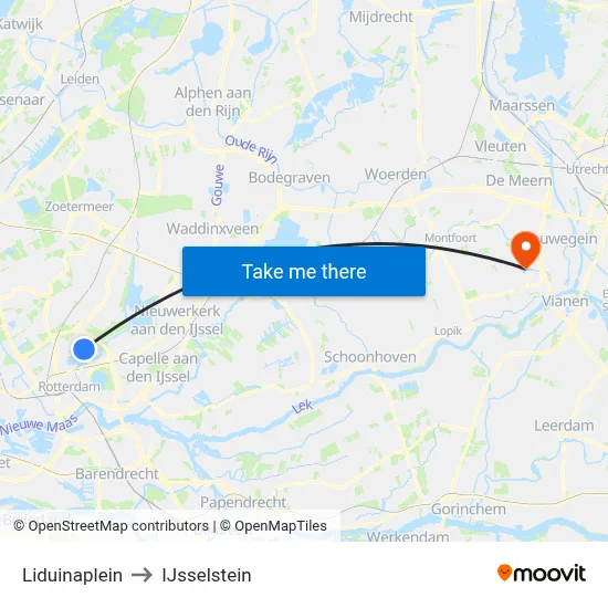 Liduinaplein to IJsselstein map