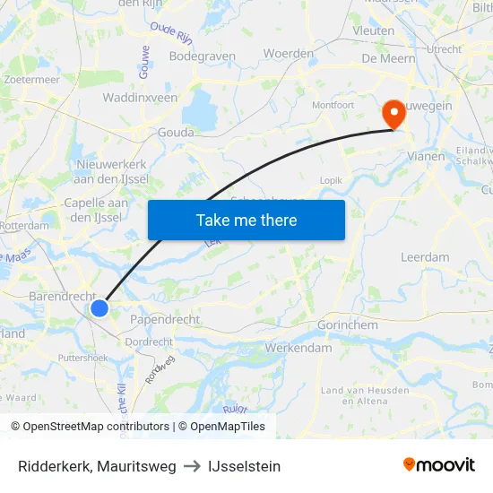 Ridderkerk, Mauritsweg to IJsselstein map