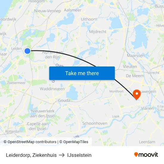 Leiderdorp, Ziekenhuis to IJsselstein map