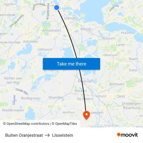 Buiten Oranjestraat to IJsselstein map