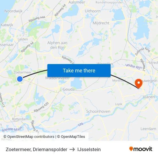 Zoetermeer, Driemanspolder to IJsselstein map