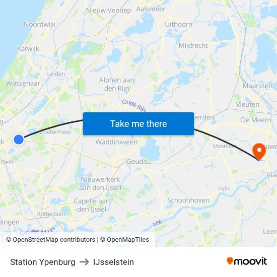 Station Ypenburg to IJsselstein map
