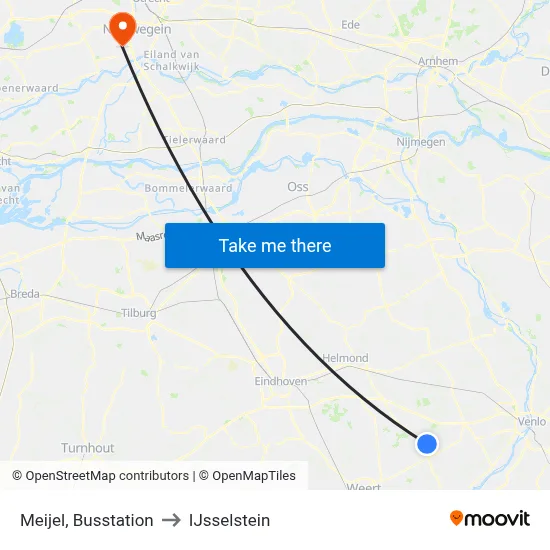 Meijel, Busstation to IJsselstein map