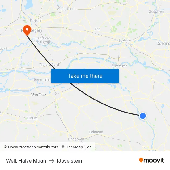 Well, Halve Maan to IJsselstein map