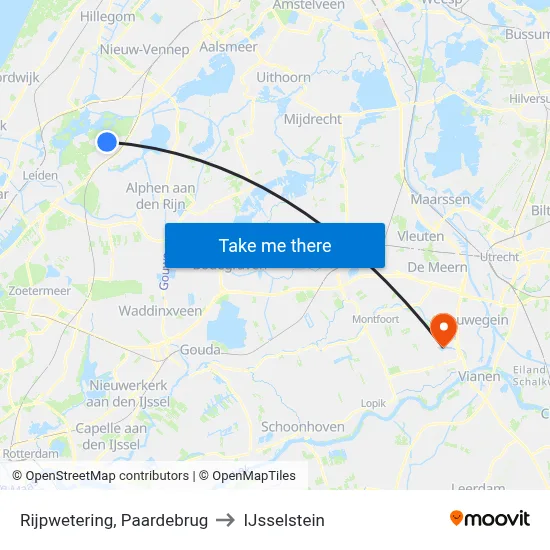 Rijpwetering, Paardebrug to IJsselstein map