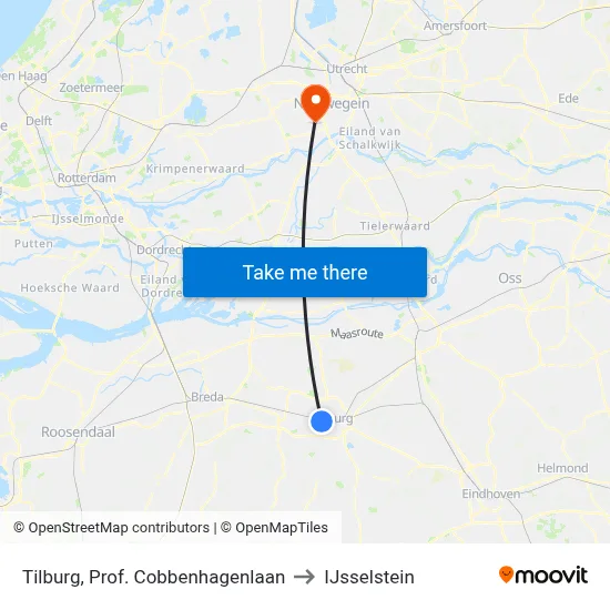 Tilburg, Prof. Cobbenhagenlaan to IJsselstein map