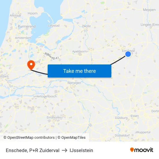 Enschede, P+R Zuiderval to IJsselstein map