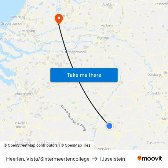 Heerlen, Vista/Sintermeertencollege to IJsselstein map