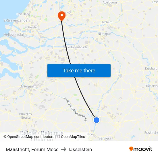 Maastricht, Forum Mecc to IJsselstein map