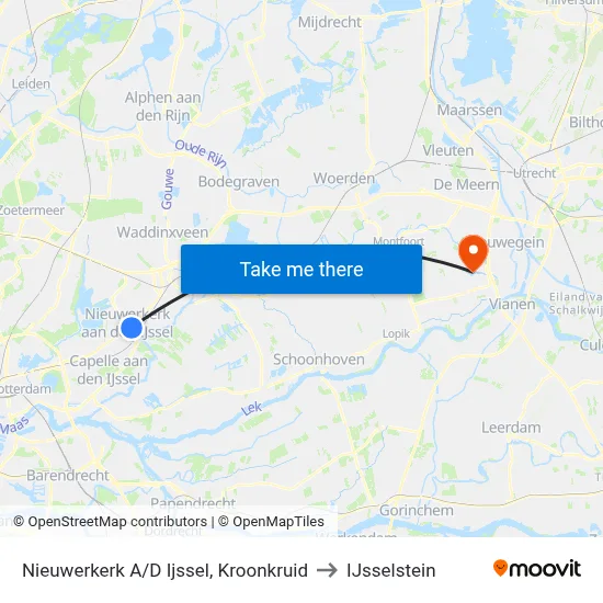 Nieuwerkerk A/D Ijssel, Kroonkruid to IJsselstein map
