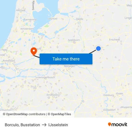 Borculo, Busstation to IJsselstein map