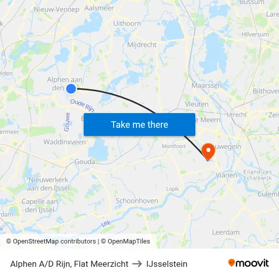 Alphen A/D Rijn, Flat Meerzicht to IJsselstein map