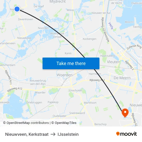 Nieuwveen, Kerkstraat to IJsselstein map