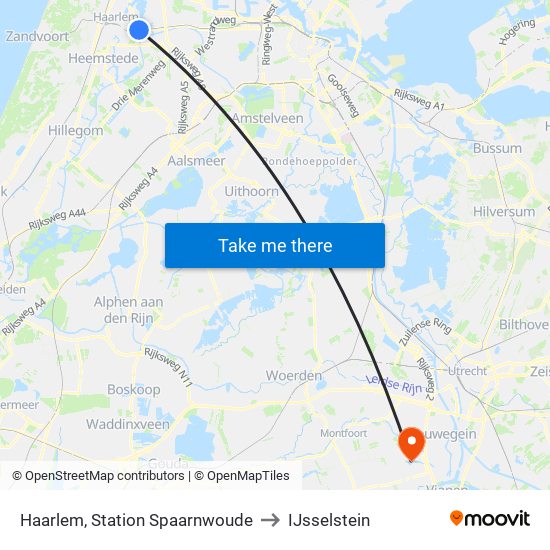 Haarlem, Station Spaarnwoude to IJsselstein map