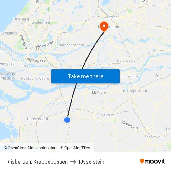 Rijsbergen, Krabbebossen to IJsselstein map