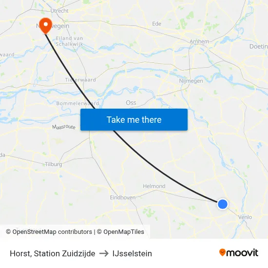 Horst, Station Zuidzijde to IJsselstein map