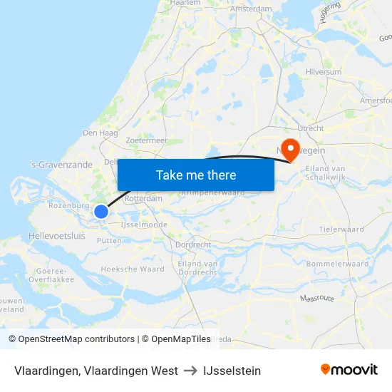 Vlaardingen, Vlaardingen West to IJsselstein map
