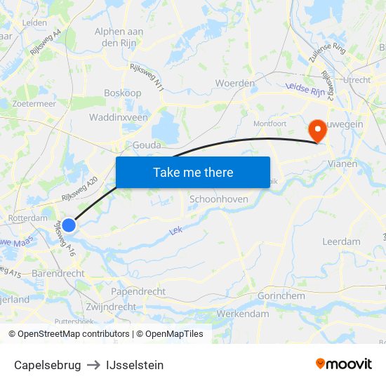 Capelsebrug to IJsselstein map