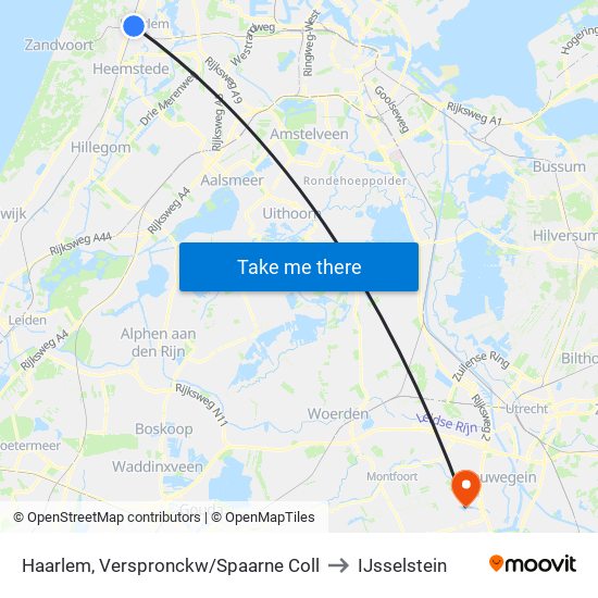 Haarlem, Verspronckw/Spaarne Coll to IJsselstein map