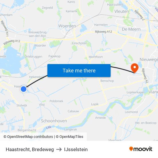 Haastrecht, Bredeweg to IJsselstein map