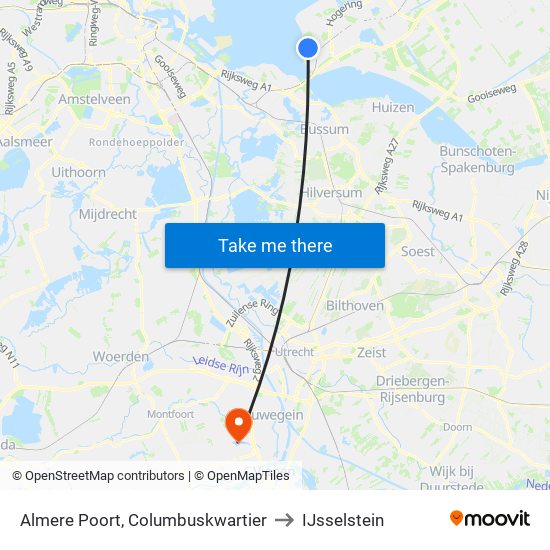 Almere Poort, Columbuskwartier to IJsselstein map