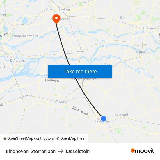 Eindhoven, Sterrenlaan to IJsselstein map