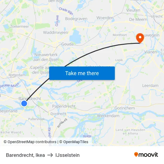 Barendrecht, Ikea to IJsselstein map