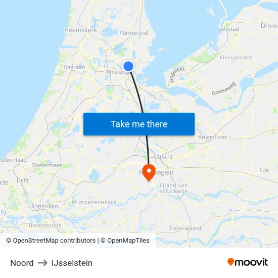 Noord to IJsselstein map