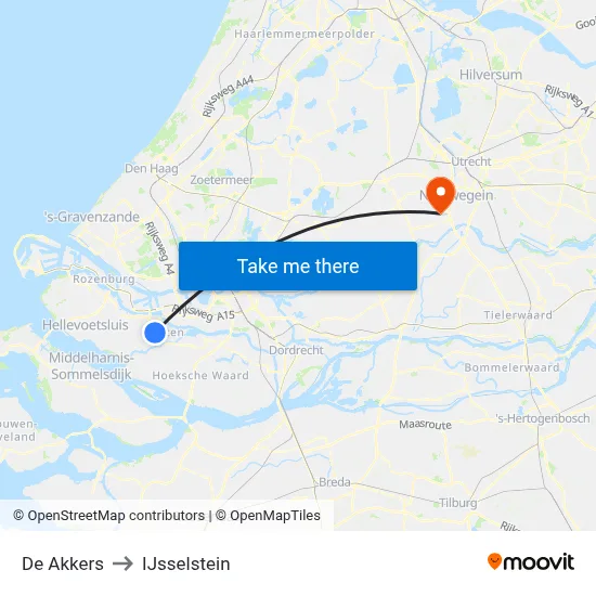 De Akkers to IJsselstein map