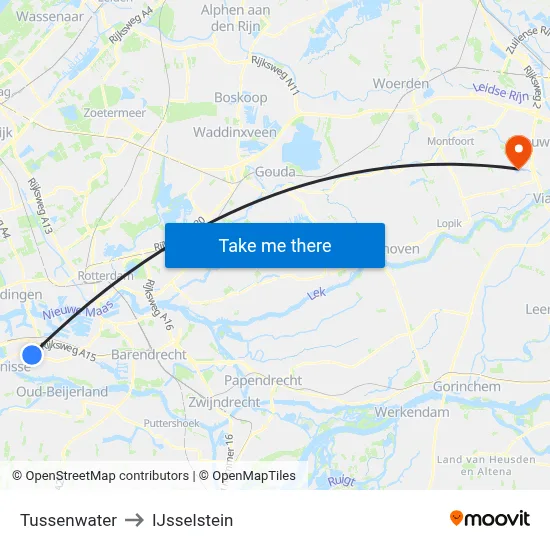 Tussenwater to IJsselstein map