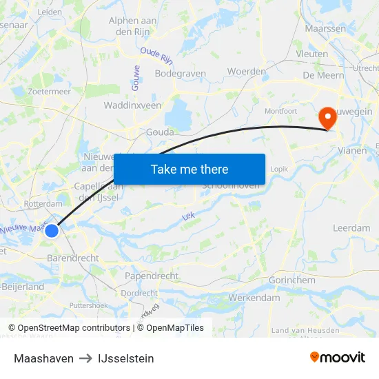 Maashaven to IJsselstein map