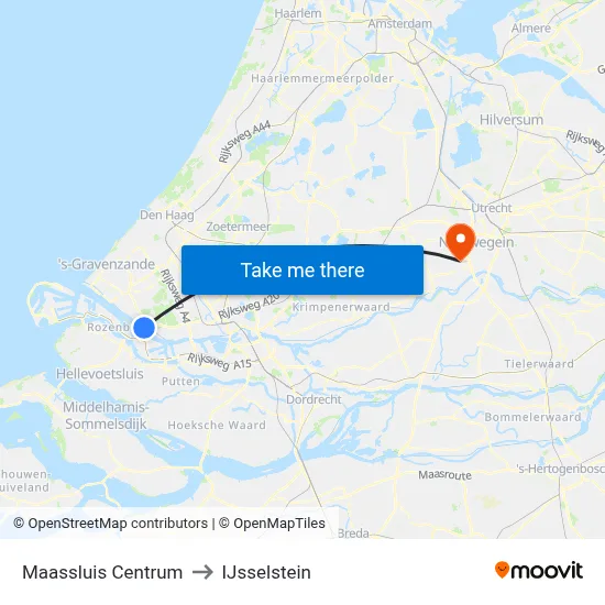 Maassluis Centrum to IJsselstein map