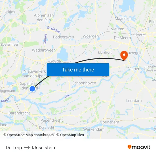 De Terp to IJsselstein map