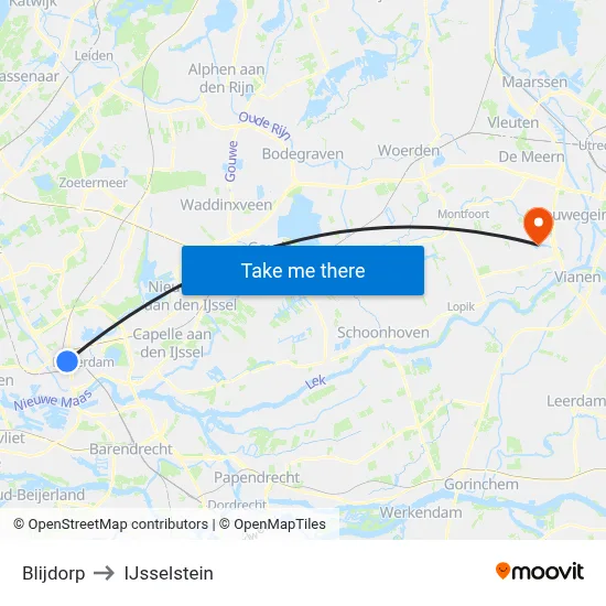 Blijdorp to IJsselstein map