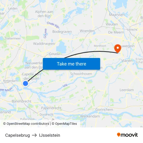 Capelsebrug to IJsselstein map