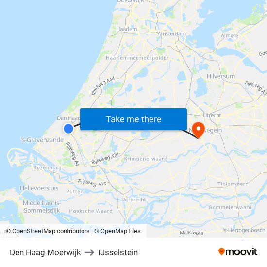 Den Haag Moerwijk to IJsselstein map