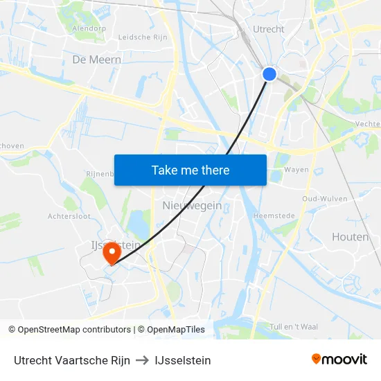 Utrecht Vaartsche Rijn to IJsselstein map