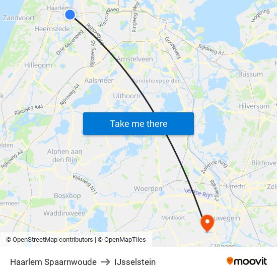 Haarlem Spaarnwoude to IJsselstein map