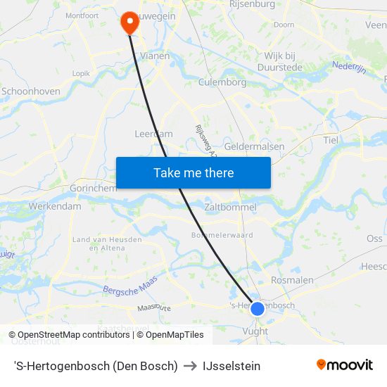 'S-Hertogenbosch (Den Bosch) to IJsselstein map