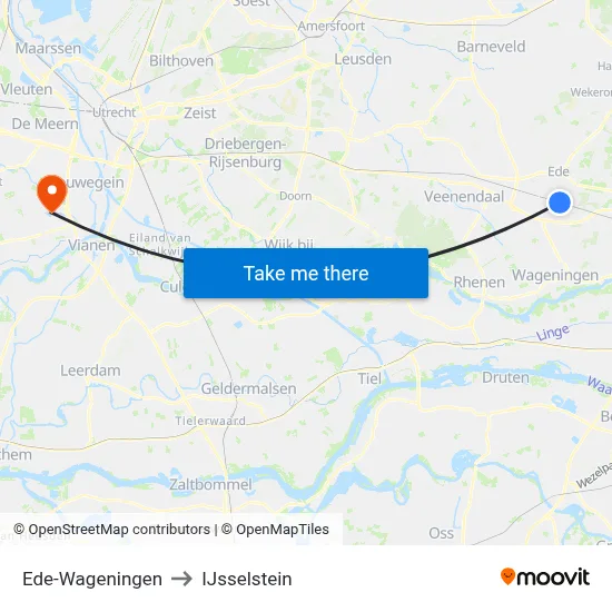 Ede-Wageningen to IJsselstein map