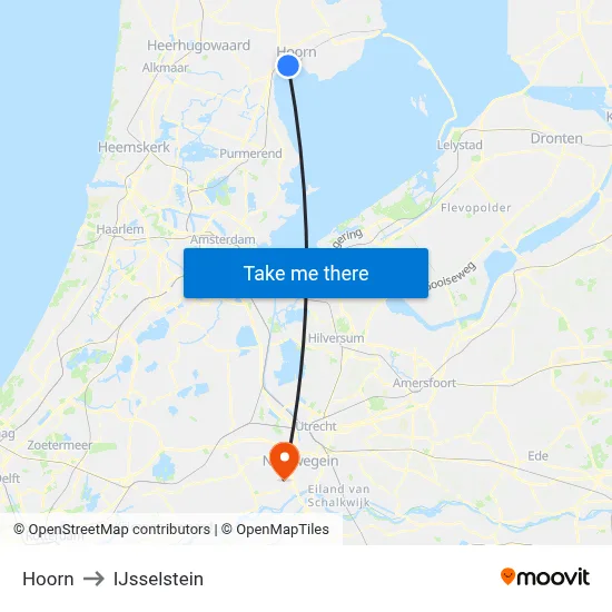 Hoorn to IJsselstein map