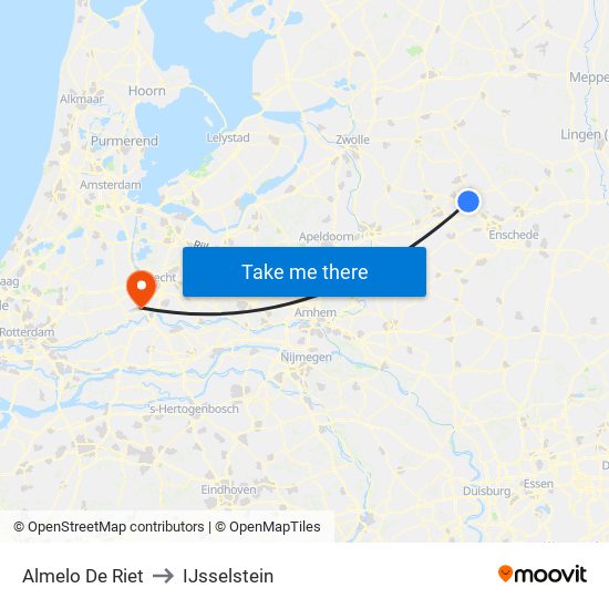 Almelo De Riet to IJsselstein map